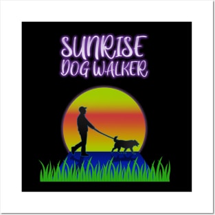 Sunrise Dog Walker Posters and Art